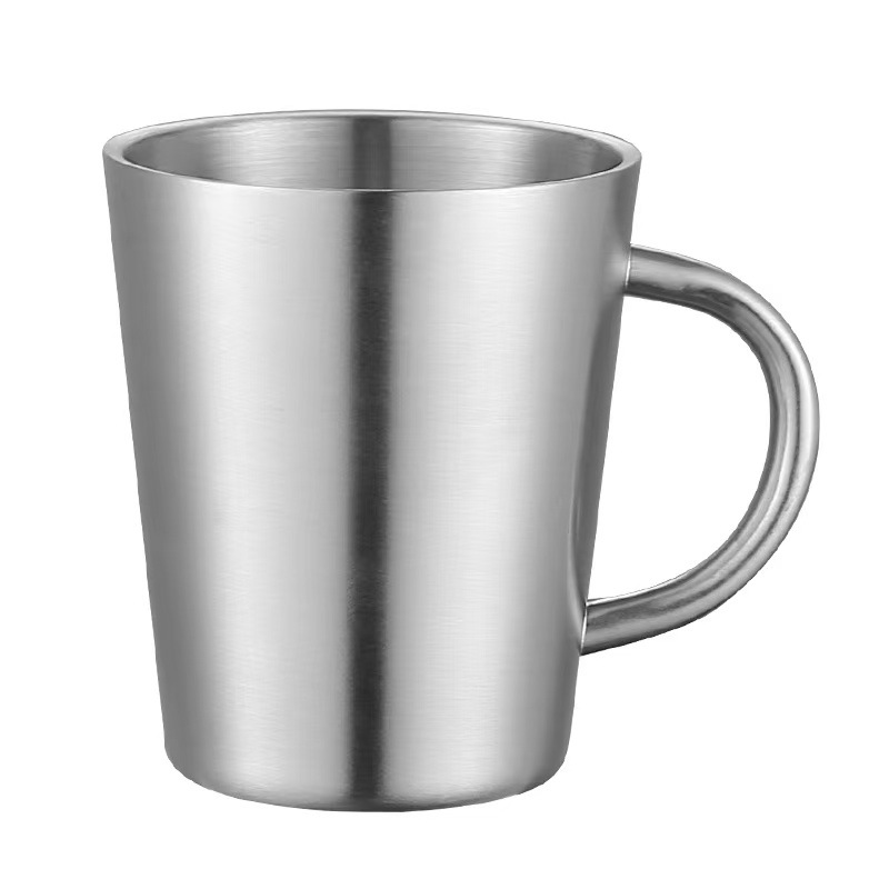 손잡이가 있는 304 직선 모래 이중층 550ml 은색
