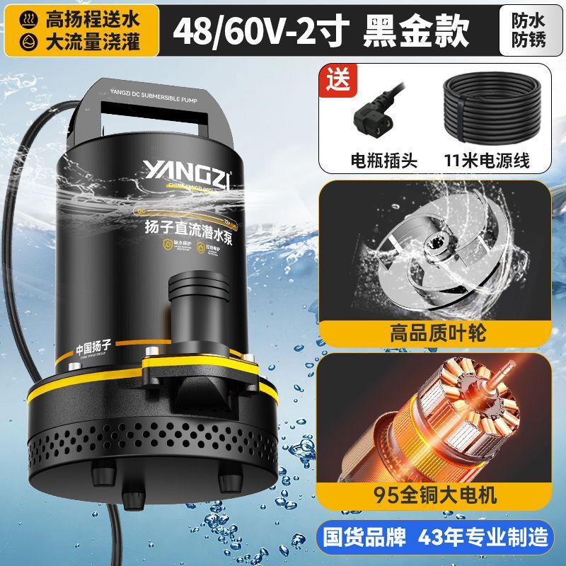 揚子 DC 水中ポンプ 12V48V72V バッテリー電気自動車水ポンプ家庭用農業灌漑ハイパワーウォーターポンプ|undefined