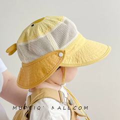 ベビー帽子、夏の日よけ帽子、漁師の帽子、男の子と女の子の赤ちゃん、大きなつばのネット、取り外し可能なショール、子供用、通気性と速乾性