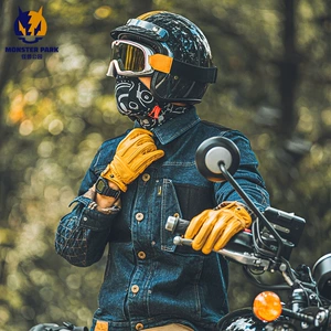 Monster Park motosiklet əlcəkləri, həqiqi qoyun dərisi, retro, Harley, payız