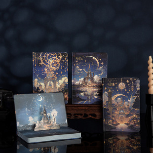 The City of Stars and the Moon Hardcover Full-Color Inner Pages with Dreamy Hot Stamping Cover 3D Stereo Title Page Thick Paper with Smooth Writing