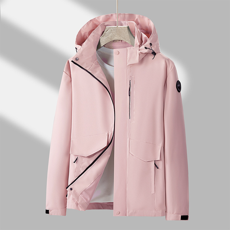 Chaqueta de hombre primavera y otoño estilo delgado deportes al aire libre ropa de montañismo a prueba de viento e impermeable chaqueta de una sola capa con capucha para hombre