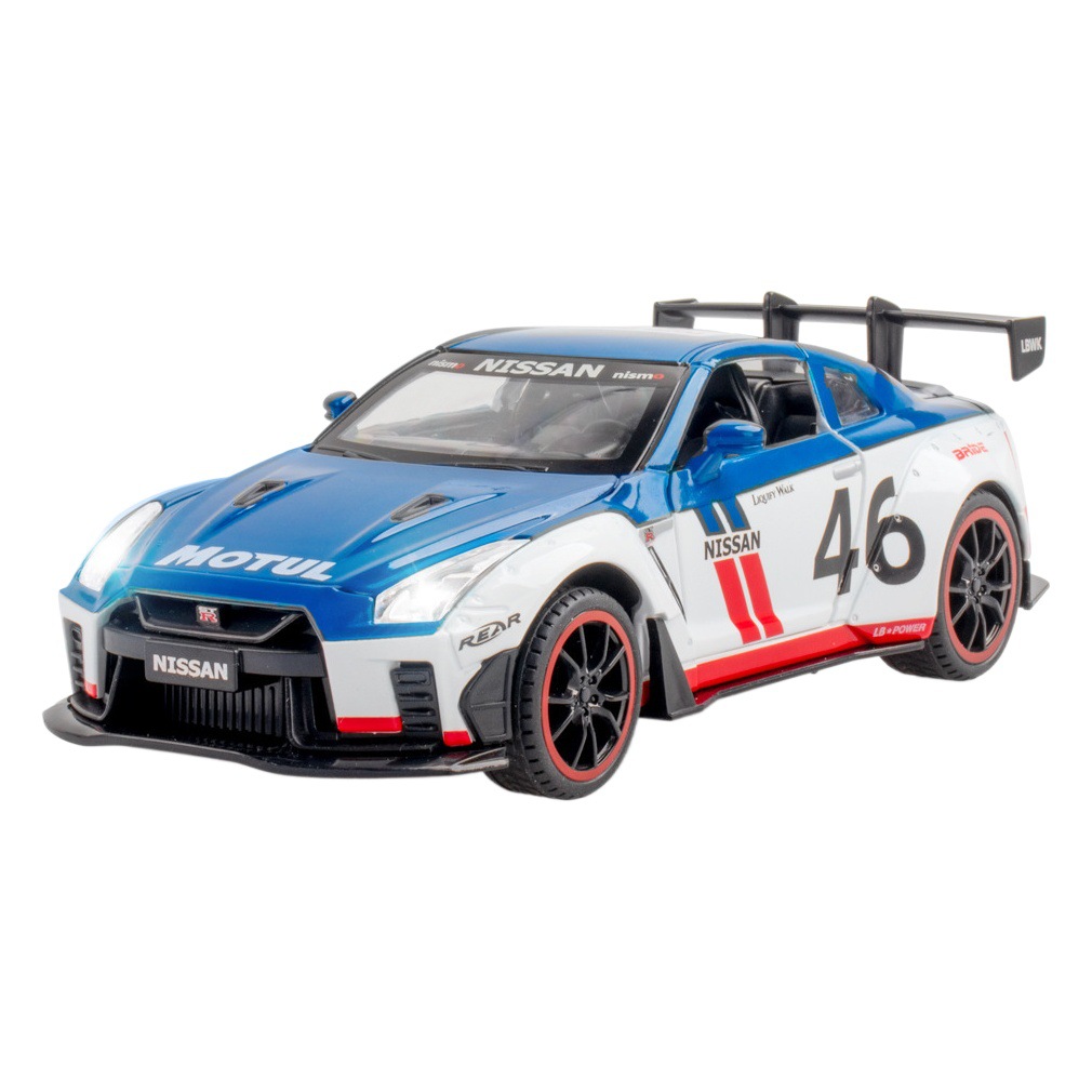 Jiaye aleación coche Modelo 1 :22 dongqi Señor de la guerra GTR coche deportivo Tire hacia atrás sonido y luz coche de juguete sonido y luz modelo adornos