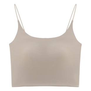 Traceless Beauty Back One-piece Short Camisole Top Women's Summer Slim-fit Inner Base Bra with Chest Pad