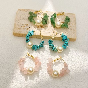 Niche Design Natural Stone Earrings, Fashionable and Versatile Earrings, High-End Earrings, Women's Light Luxury Accessories