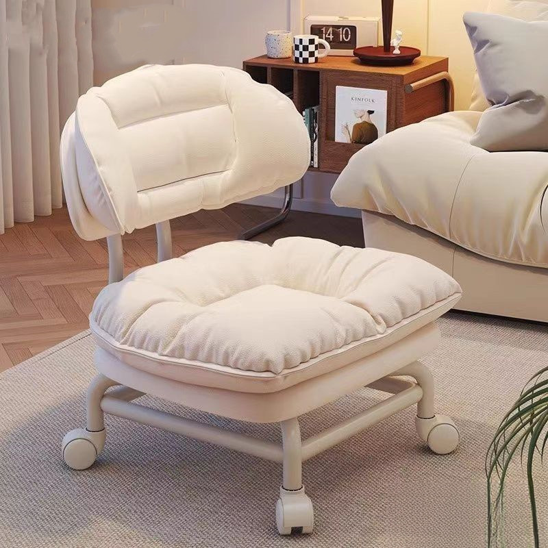 Trendy Lazy Backrest Chair Home Stool with Swivel Wheels, Round Stool, Baby Care Tool, Small Stool with Casters, Low Stool