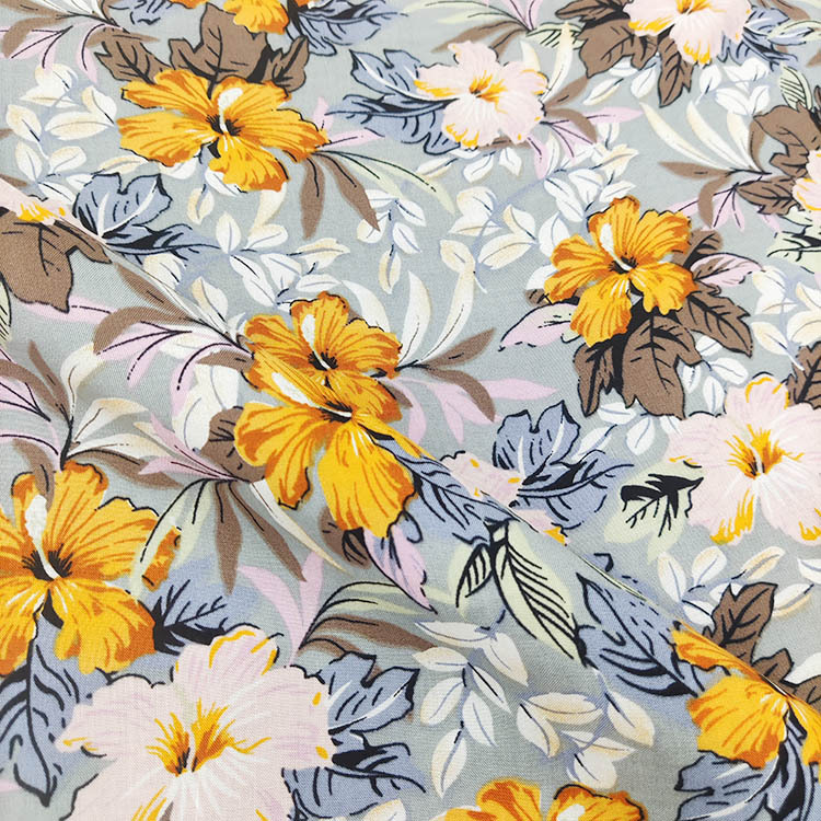 Nuevo diseño de estilo suave tejido de planta tropical 145cm 100% rayon impresa camisa cara