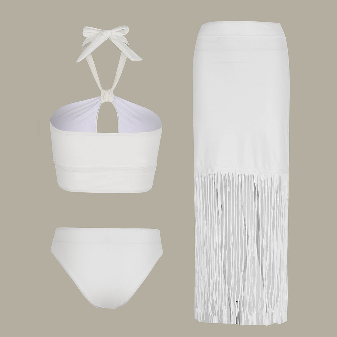 Comfort Function Women's Simple Style Solid Color 3 Pieces Set Bikinis Swimwear