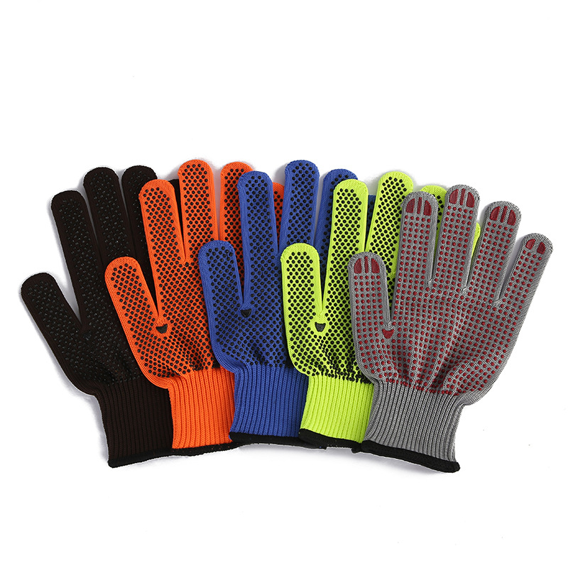 涤纶纱线点胶劳保手套男女薄款防护工作透气干活手套批发