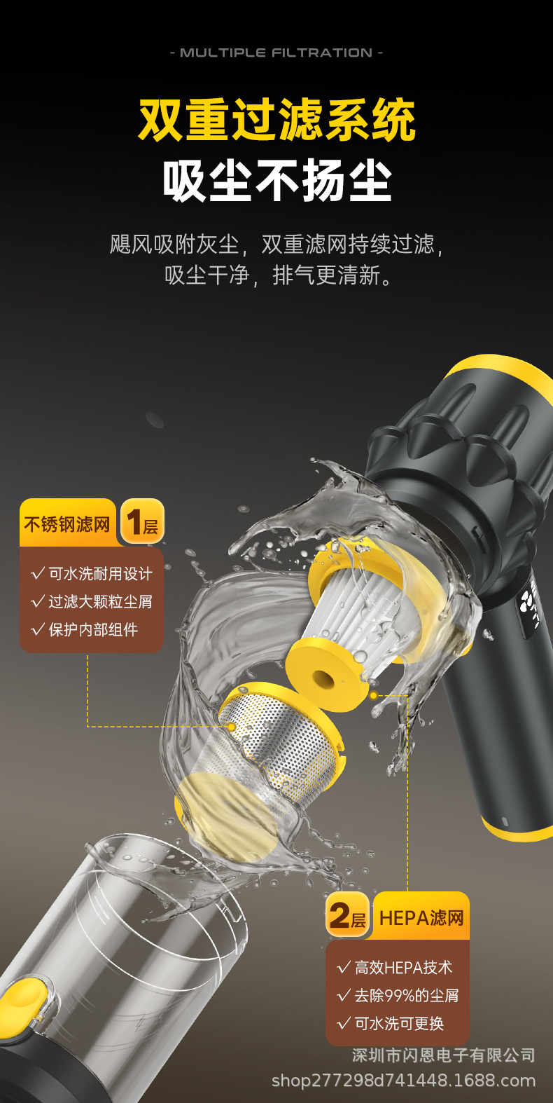 Car-mounted vacuum cleaner, cross-border brushless digital display, dust removal, inflation, blowing, suction, cordless vacuum cleaner with super strong suction power