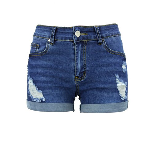 Women's Western European French High-Waisted Tight Stylish Stretch Denim Shorts