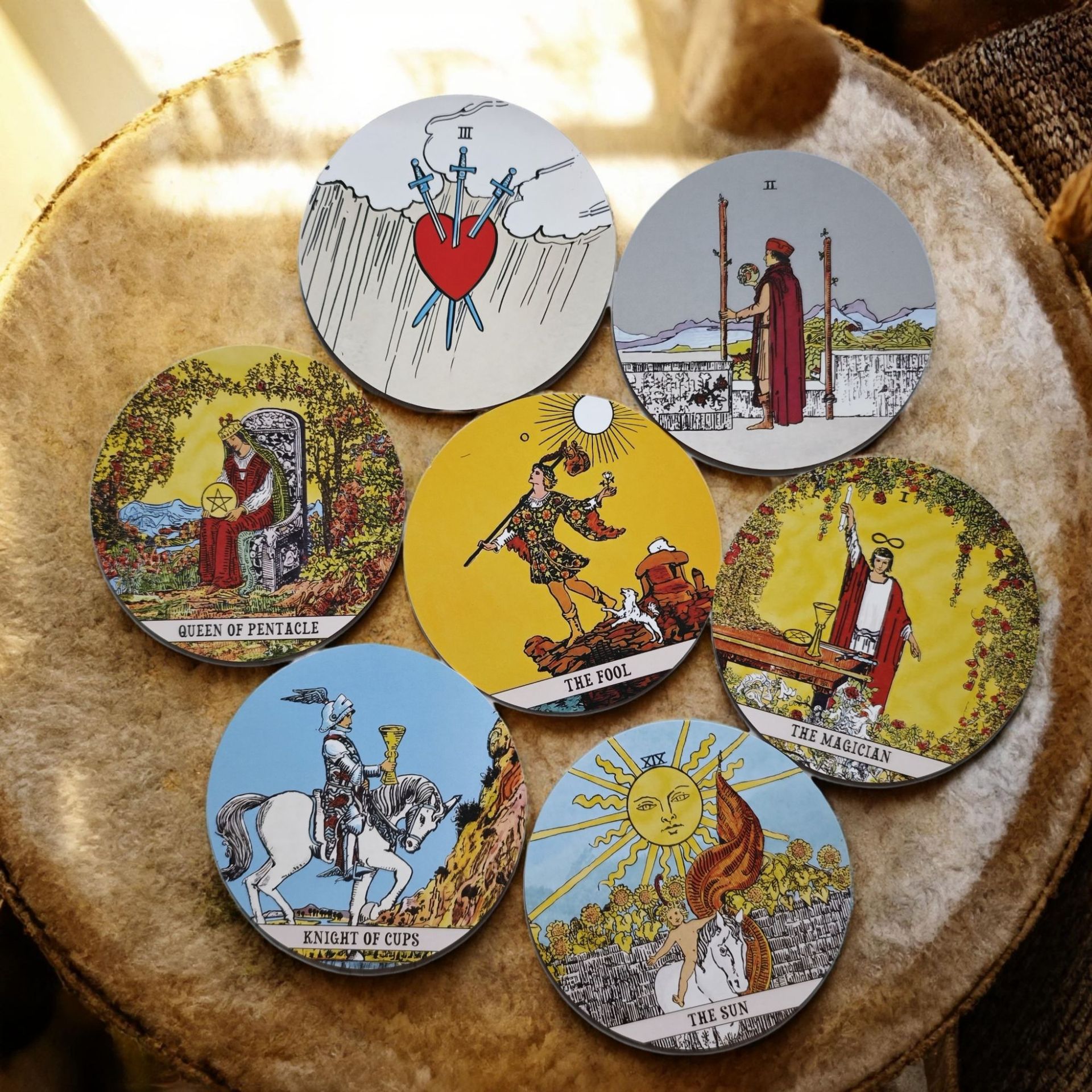 Juego de mesa de tarot creativo transfronterizo, cartas redondas Waite, nueva versión en inglés._voghion.com