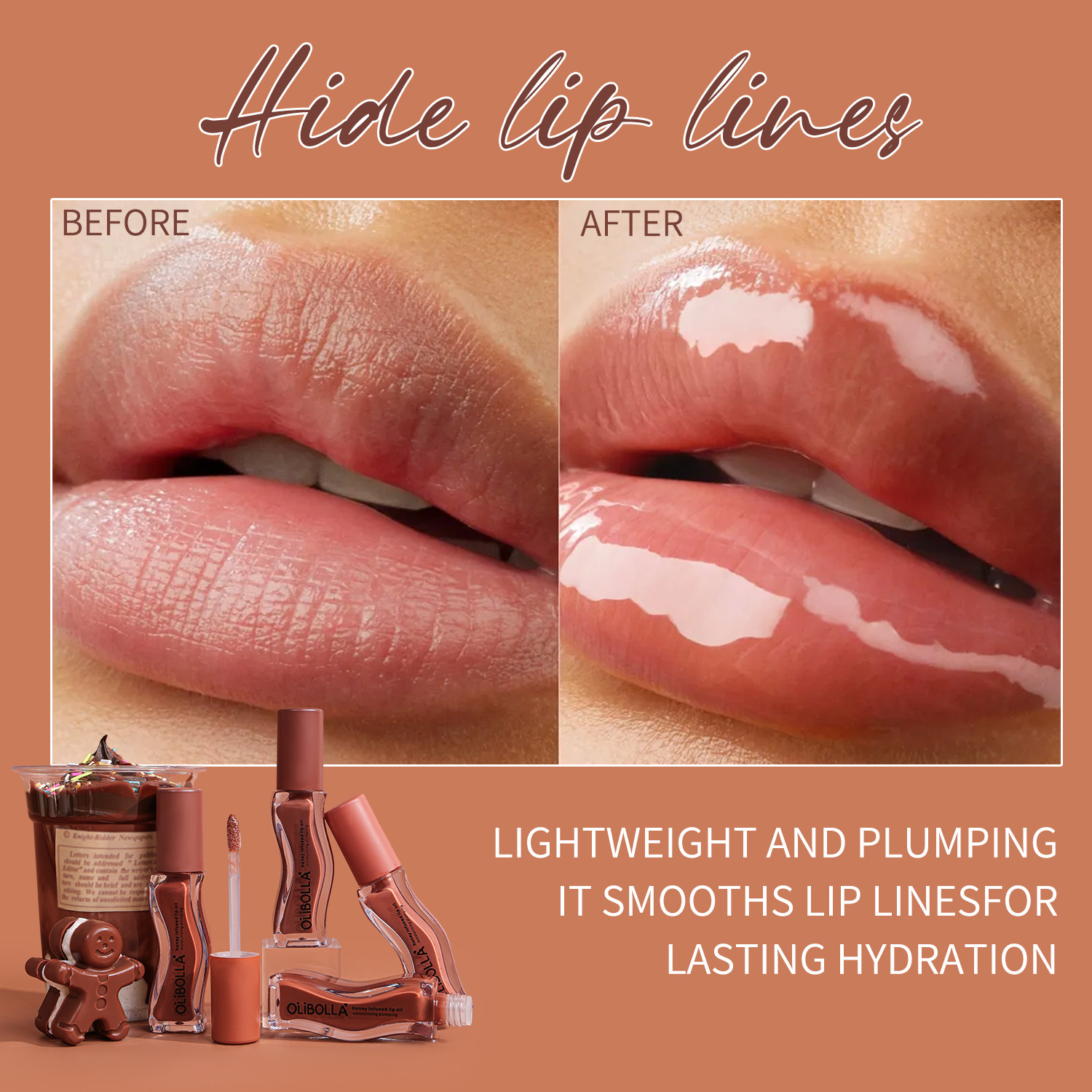 OLIBOLLA (Cross-border trading), nutritious lip gloss, mirror effect, intense hydration