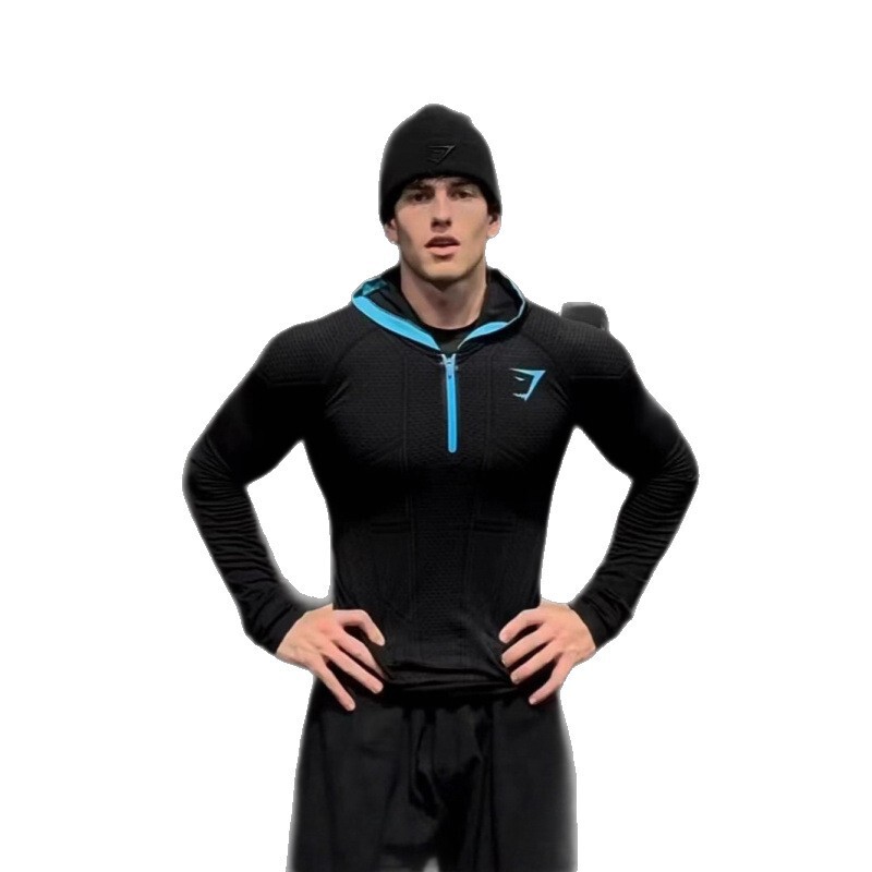 GYMSHARK经典onyx5.0超级英雄速干健身上衣男士秋冬连帽拉链长袖|undefined