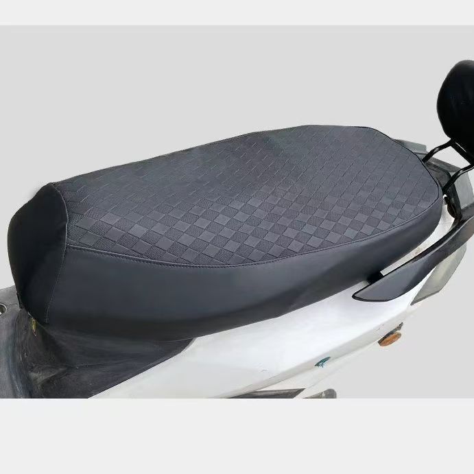 Electric Vehicle Motorcycle Seat Cover, Waterproof and Sun-Proof, Full-Cover Leather Rainproof Seat Cushion Cover with Velcro, Suitable for All Seasons