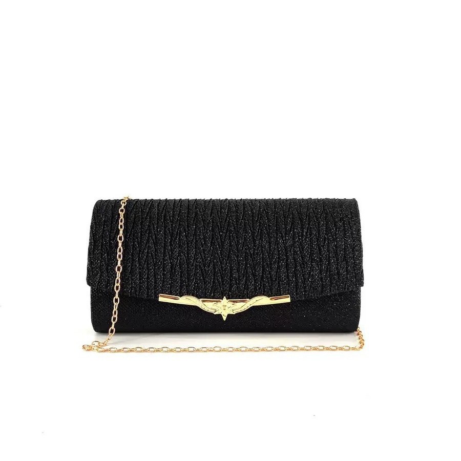 Cross-Border New Factory Direct Metal Women's Evening Bag Shiny Pleated Luxury Portable Round Bottom Crossbody Clutch - Thumbnail 2