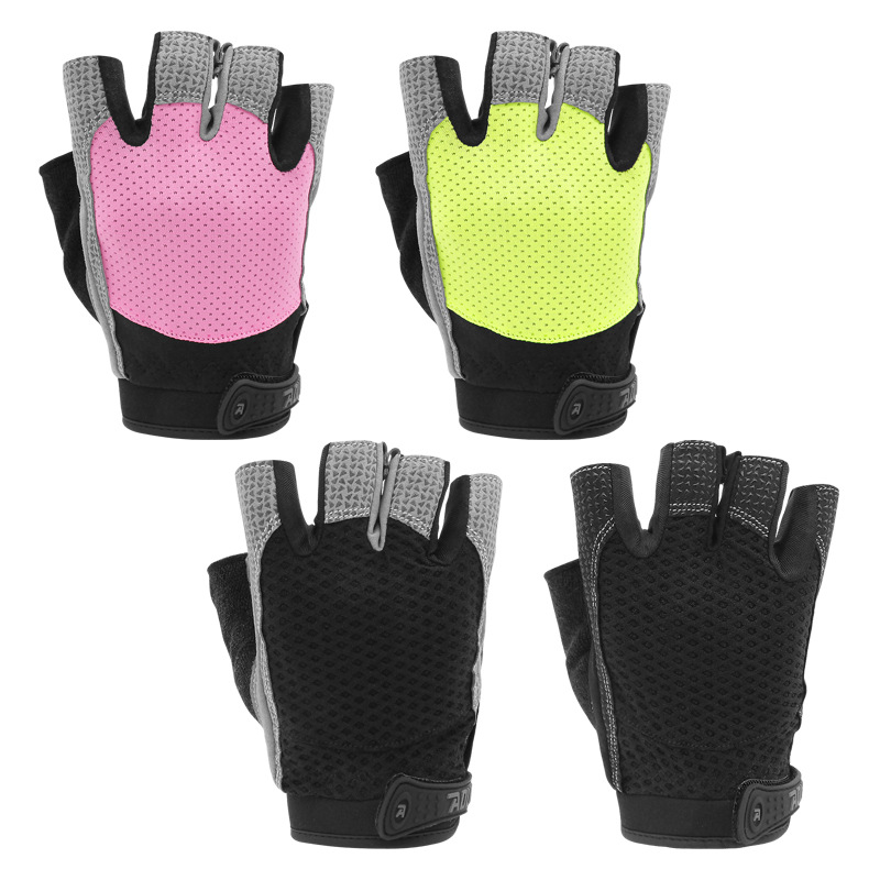 Guantes de fitness para hombres y mujeres deportes con mancuernas entrenamiento de fuerza medio dedo protección de la muñeca transpirable antideslizante equipo de protección de equitación
