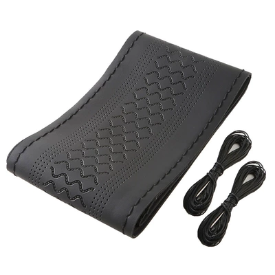 Steering wheel cover — handle cover - black-embossed-black-line-1-38cm