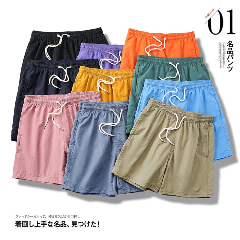 Summer Men's and Women's Couple's Quick-drying Elastic Drawstring Shorts Loose Casual Waterproof Quick-drying Pants Beach Pants