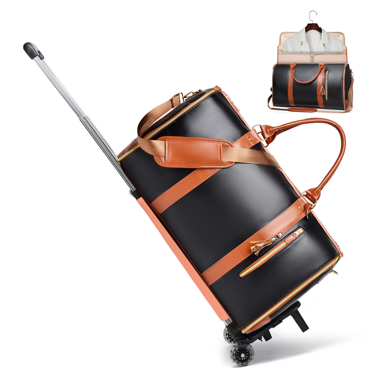 Bolsa de viaje plegable para mujer, estilo nuevo, transfronteriza, de PU, equipaje de mano, multifuncional, con ruedas, de gran capacidad.