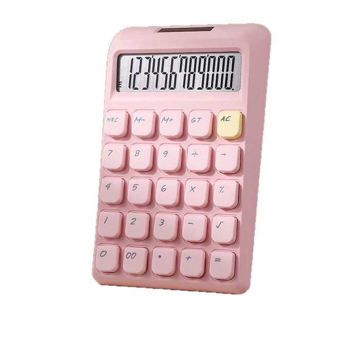 Calculadora de alto valor de color sólido solar de 12 bits, oficina portátil, linda computadora pequeña, fábrica de comercio exterior al por mayor