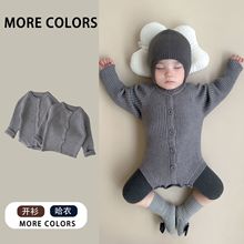 嬰兒衣服春秋韓國新生兒寶寶針織包屁毛衣長袖哈衣爬爬服洋氣開衫