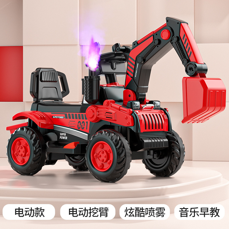 Excavadora de juguetes eléctricos para niños 1 - 5 años de edad coche de ingeniería puede sentarse en excavadora eléctrica de control remoto grande