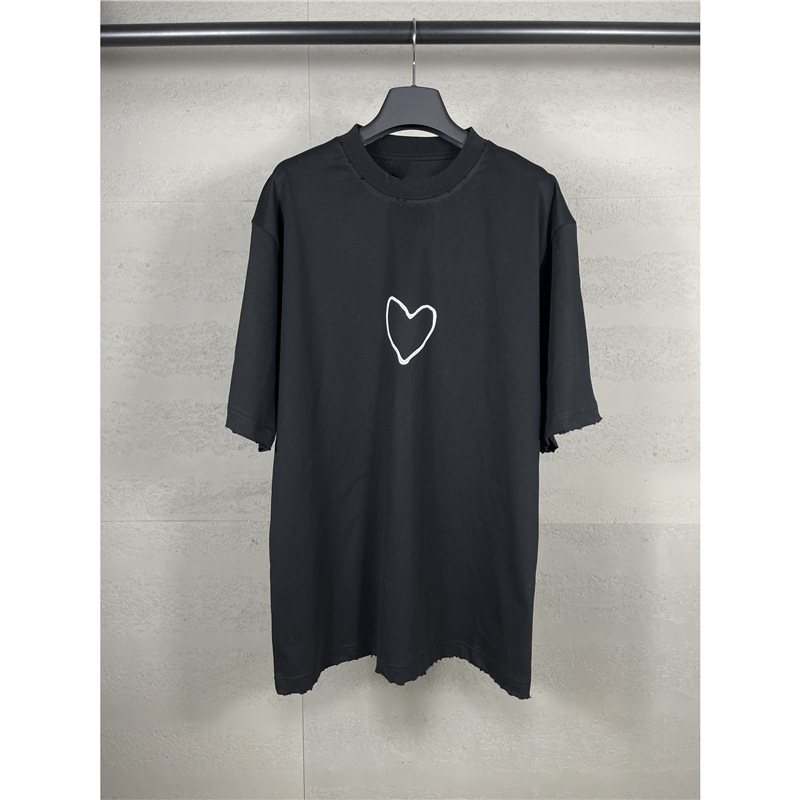 品質B家25SS新作七夕風愛の立体ロゴプリントゆったり半袖Tシャツシルク加工綿素材|undefined