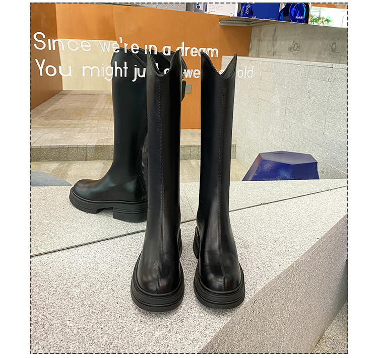 Bottes Slim élastiques pour femmes, avec bouche en V surélevée, fond épais, bottes hautes blanches, nouvelle collection automne/hiver 2024_voghion.com