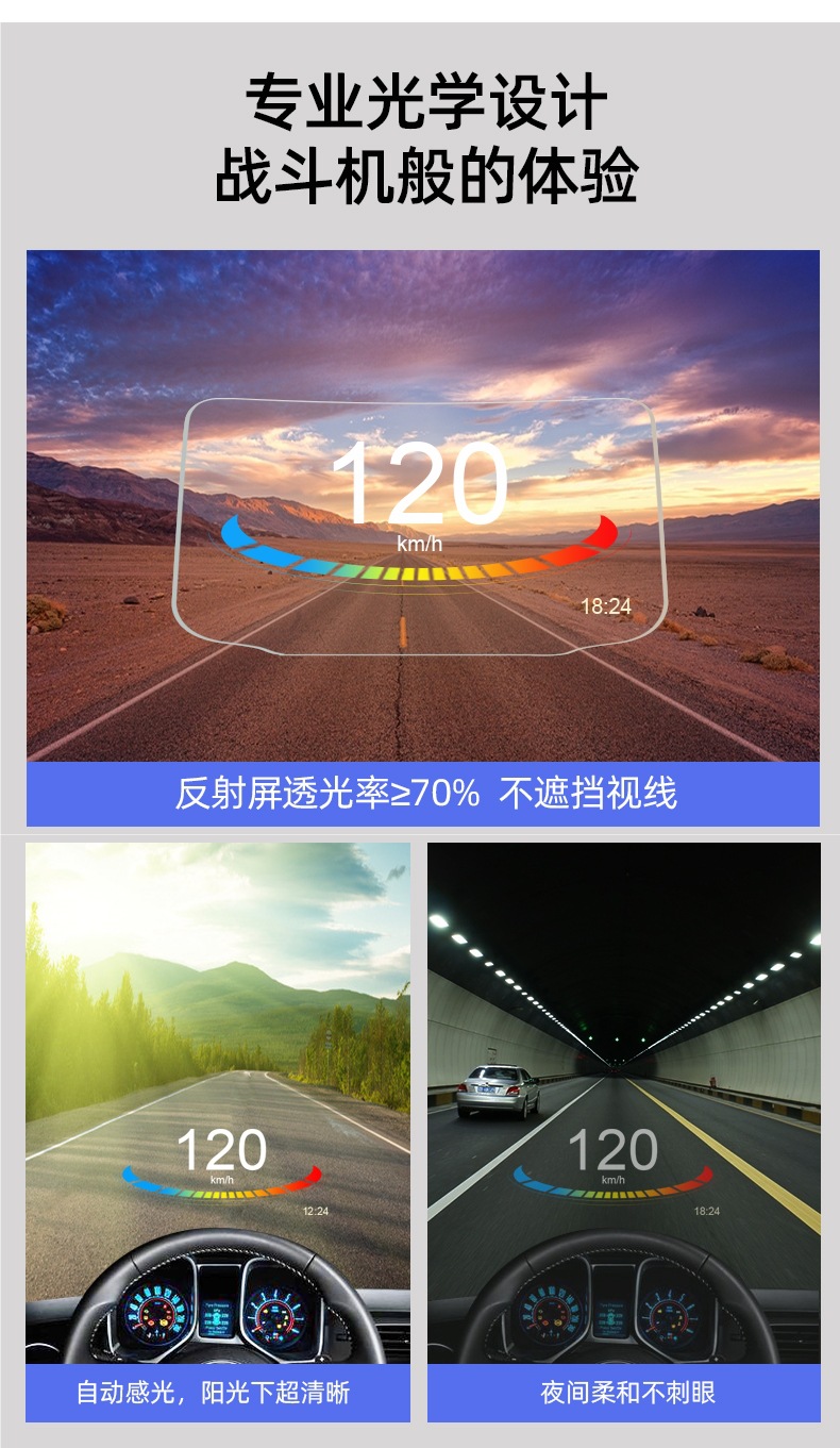 Car Head-Up Display Hud Car Universal Obd Fault Detection Suspended Imaging Projection Navigator Code Clearing
