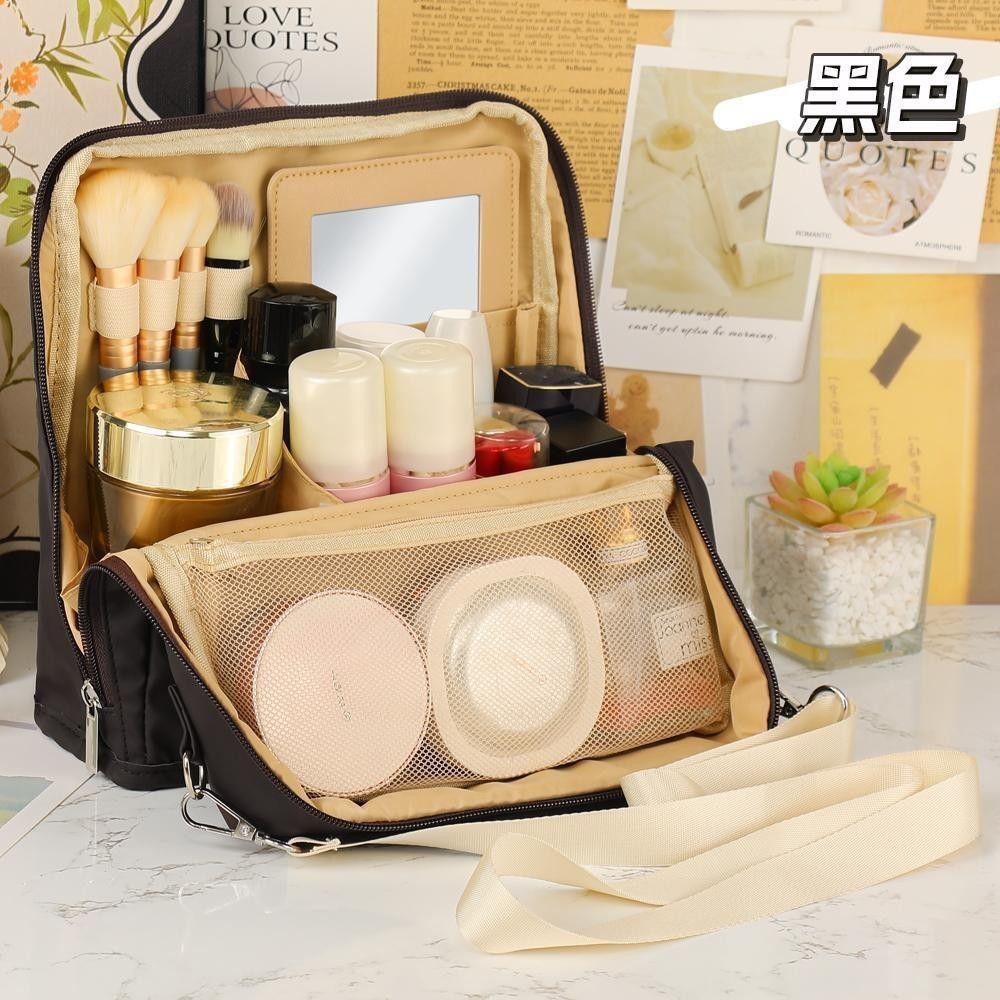 Bolsas de maquillaje de gran capacidad bolsas de lápiz bolsas de maquillaje cepillo portátil con bolsas de almacenamiento de espejo personalizadas