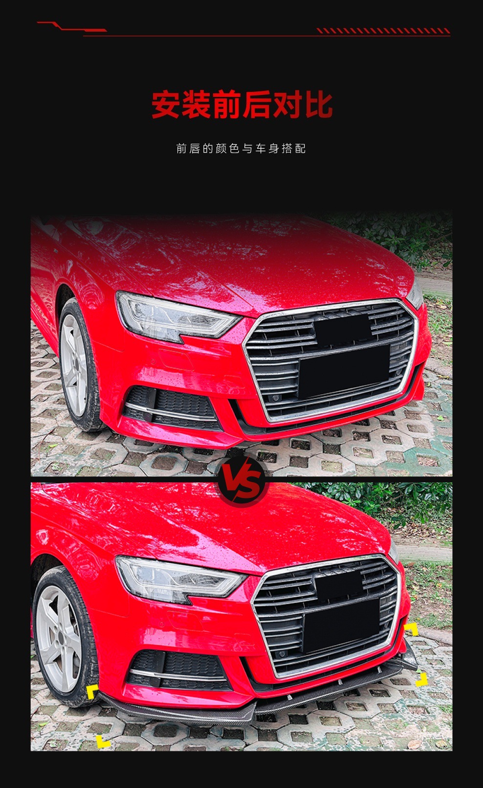 Suitable for 2017-2020 Audi A3 S3 8V Sline Front Spoiler Front Lip Surround Spoiler Cross-Border Modification Parts