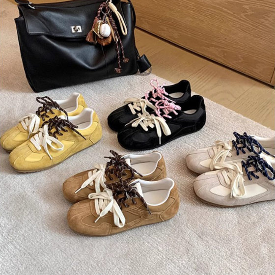 Two-color Shoelace Genuine Leather Flat Shoes Women's 2025 Spring and Autumn New Super Soft Sole Comfortable All-match Sports Casual Shoes