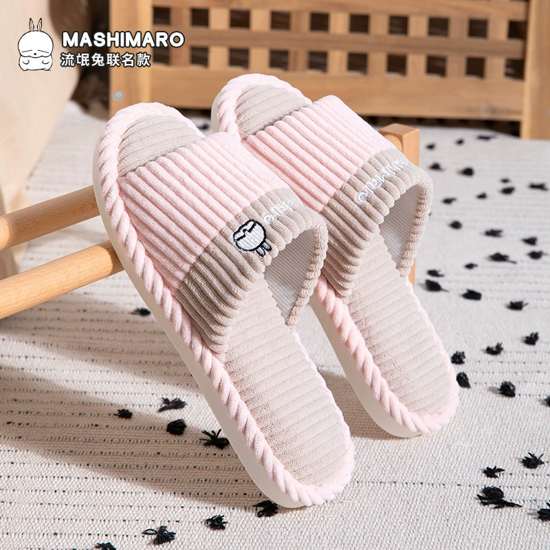 Хлопковые и льняные тапочки женские весенние и осенние домашние нескользящие мягкие подошвы