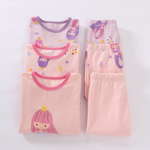 Children's Autumn Clothes and Autumn Pants Set New Cotton Class A Underwear Set Boys and Girls Home Clothing New Style