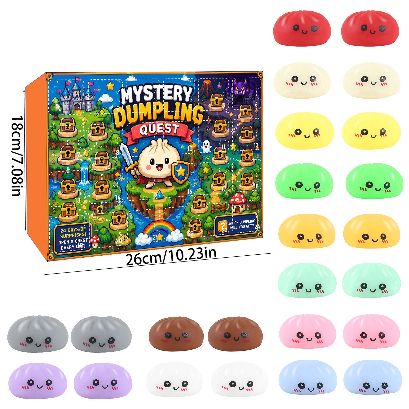 Cute Mini Bun Squishy Fidget Toy 24 días cuenta regresiva pan de dibujos animados pellizco pellizco Le caja ciega image 9