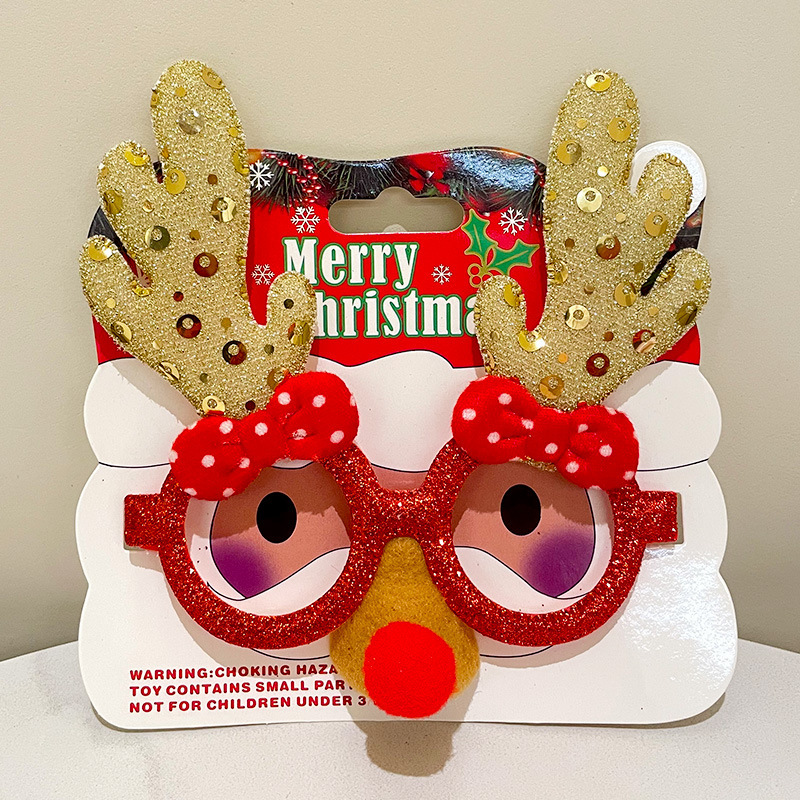 Nuevo marco de gafas de plástico feliz navidad para adultos y niños fiesta de disfraces accesorios de Navidad al por mayor