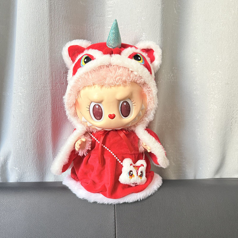 Ropa de muñeca de peluche de vinilo Labubu de 38cm para ropa de muñeca La Bu Time to Chill