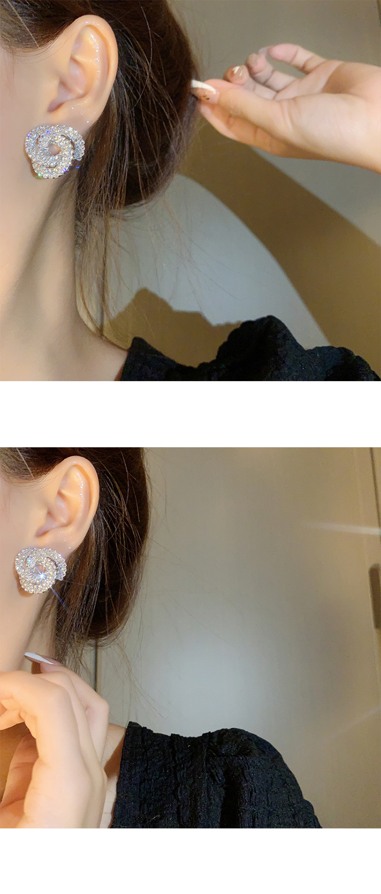 Retro full diamond long tassel earrings for women in Europe and America, exaggerated temperament, earrings, high-end feeling, light luxury earrings_voghion.com