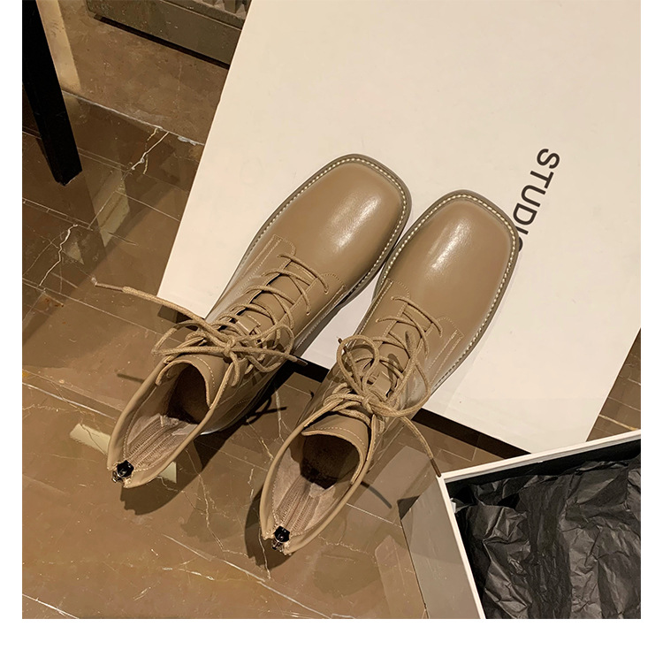 Women's Square Toe Ankle Boots With Thick Heels Martin Style_voghion.com