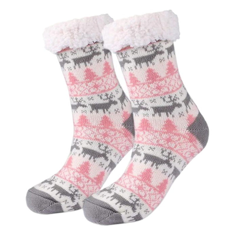Calcetines de piso de Navidad transfronterizos mujeres adultas calcetines de nieve zapatillas de dormir en casa calcetines de la pierna calcetines de la alfombra antideslizante al por mayor