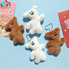 卡通毛绒小熊公仔挂饰憨豆熊可爱包包装饰胸针网红情侣款玩偶挂件