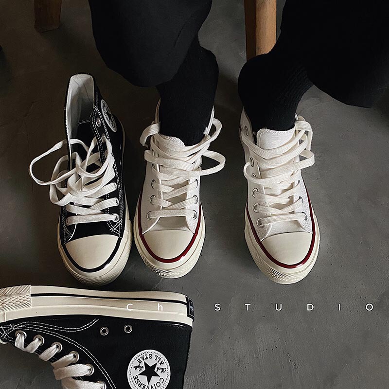 1970s High-top Canvas Shoes Women's ulzzang Retro Hong Kong Style All-match Korean-style ins Fashionable Shoes for Students