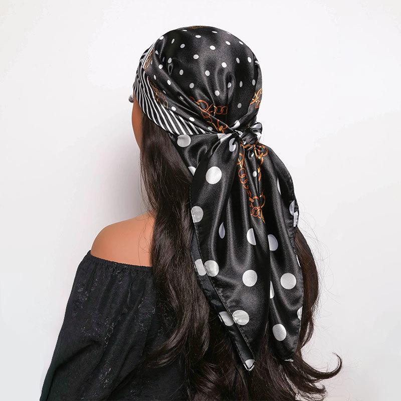 Trendy Fresh Polka Dot Small Square Scarf Silk Versatile Outerwear Shawl For Professional Korean Women's Fashion Accessory_voghion.com