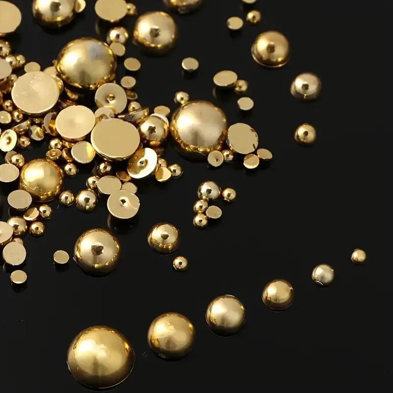 Cross-Border 200 Mixed Size Gold and Silver Pearls for Manicure Art - DIY Flats Bottom Decoration