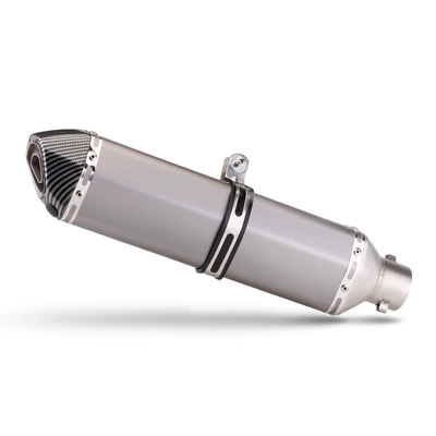 Qiaoge Jinzhan 6 Gy6 Universal — Motorcycle exhaust pipe - 470-slant-tail-hex-gray-faux-head