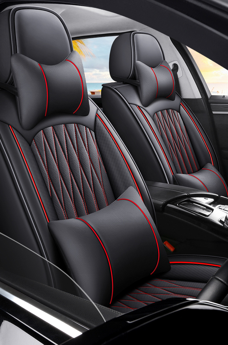 New Model of Foreign Trade All-Season Universal Meteor Full Leather Breathable and Wear-Resistant Five-Seater Car Interior Seat Cushion and Seat Cover Wholesale