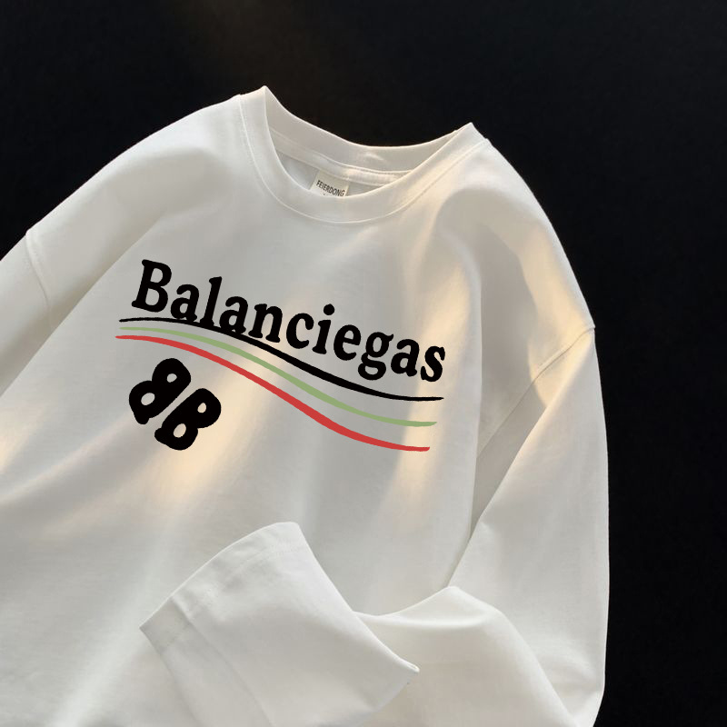 專供海外批發~重磅純棉長袖t恤男女同款秋冬潮流寬鬆百搭情侶上衣