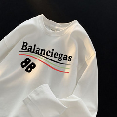 專供海外批發~重磅純棉長袖t恤男女同款秋冬潮流寬鬆百搭情侶上衣