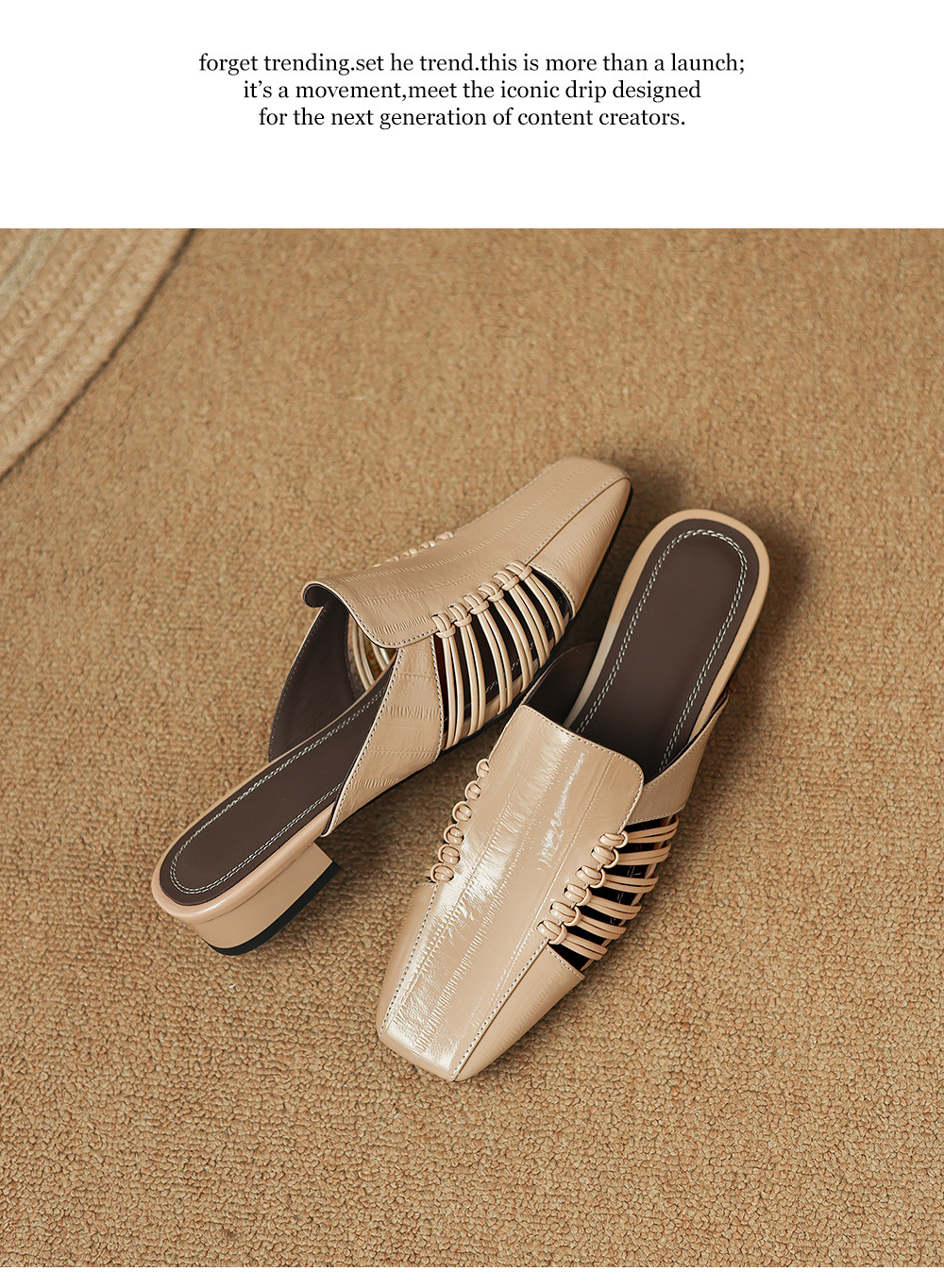 Dép sandal nữ quai chữ V bệt mũi tròn phong cách vintage — đen chi tiết 23